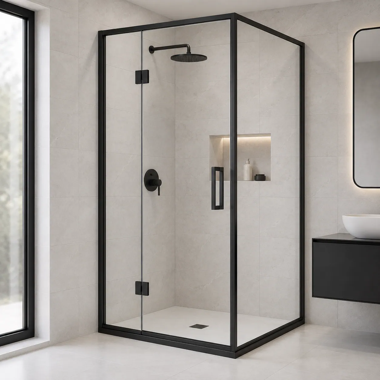 Matte Black Framed Shower Enclosure  shower cubicles by Fabrockers in Bengaluru