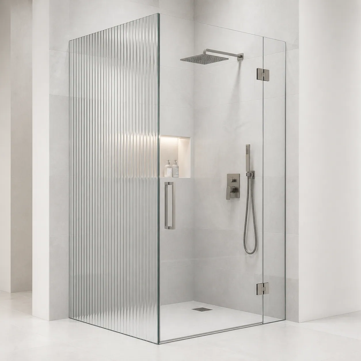Fluted Screen with a Clear Door  shower cubicles by Fabrockers in Bengaluru