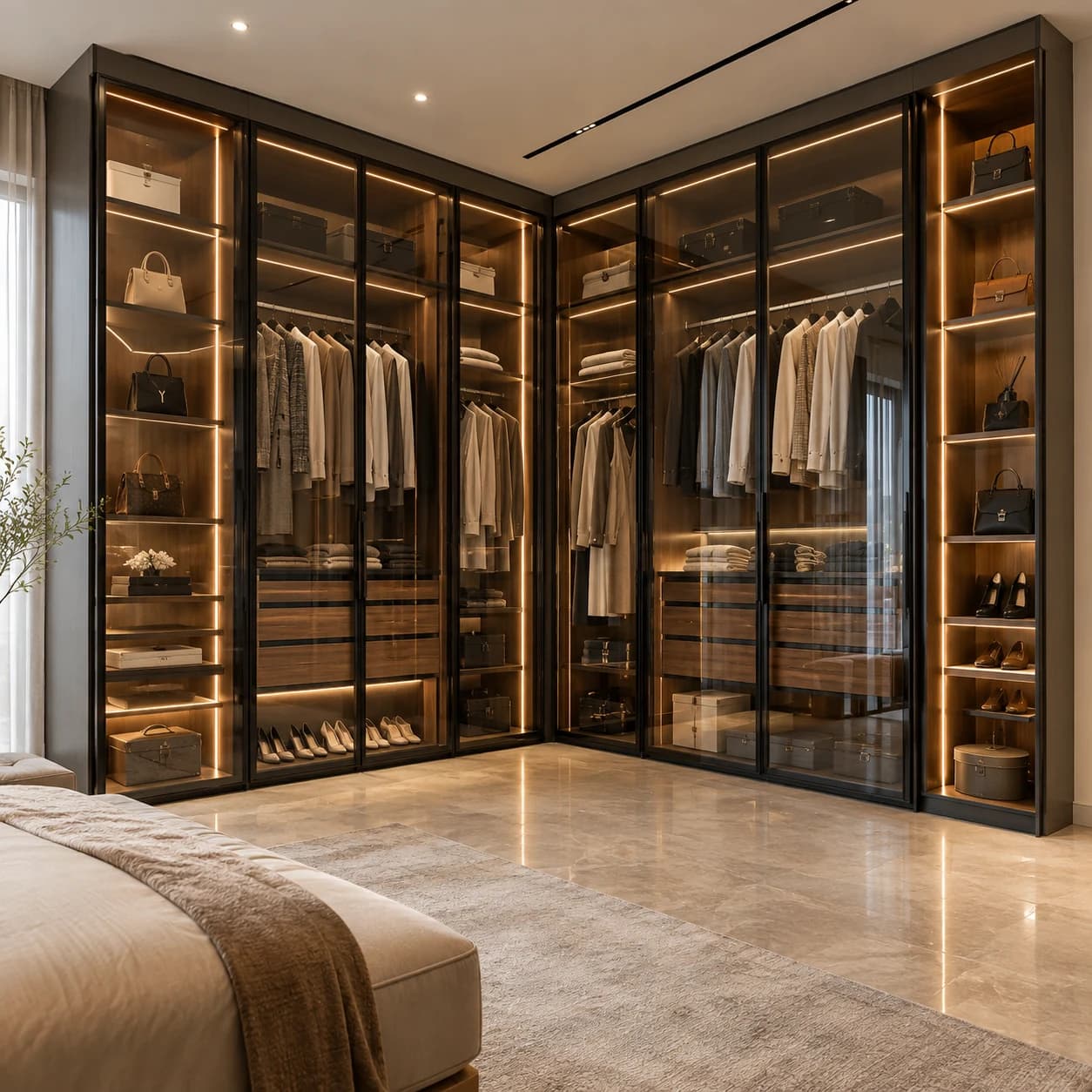 Luxy Corner Wardrobe by Fabrockers: An L-shaped wardrobe that wraps around two adjoining walls.